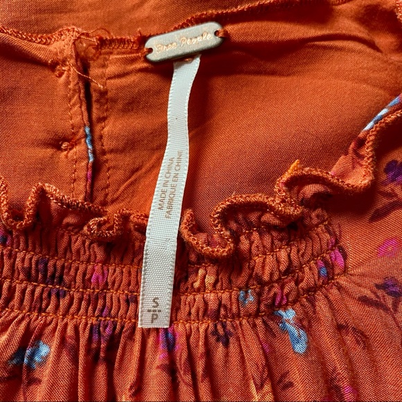 Free People Orange Floral Open Back Top - Picture 5 of 6